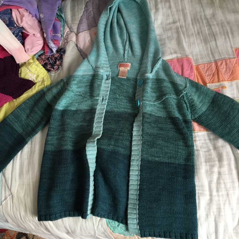 Little girl hooded button up sweater